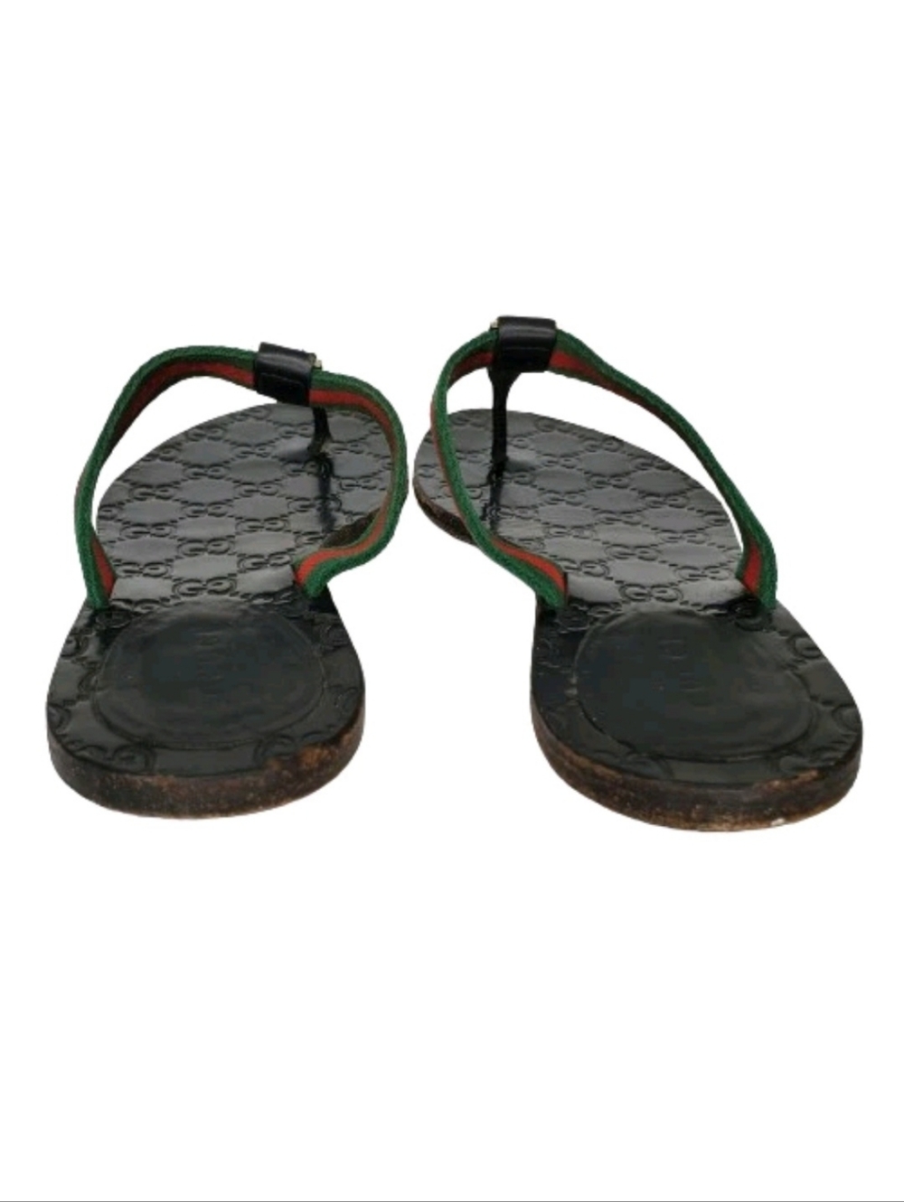 Gucci GG Monogram Web Stripe Black Thong Flip Flop Sandals - Picture 6 of 9